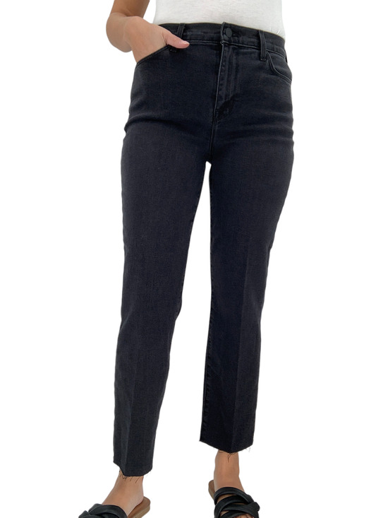 L'AGENCE Denim - L'AGENCE High Rise Sada Straight Leg Jeans Size 30 Slim Cropped Black NEW $255